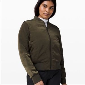 Lululemon Non-Stop Bomber Olive Green Bomber Jacket Size 6